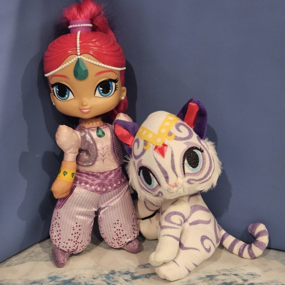 Nickelodeon Shimmer And‎ Shine Talking Shimmer Doll Tala Tiger Cat Plush Bundle